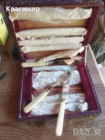 ✨ Комплект винтидж, английски, посребрени прибори в кутия, снимка 4 - Антикварни и старинни предмети - 52373972