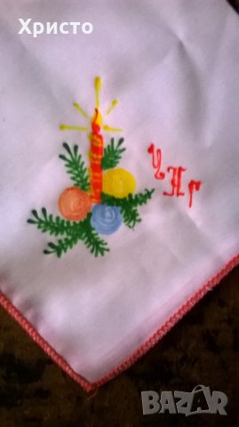 копринена кърпичка ЧНГ, ръчно рисувана и поръбена