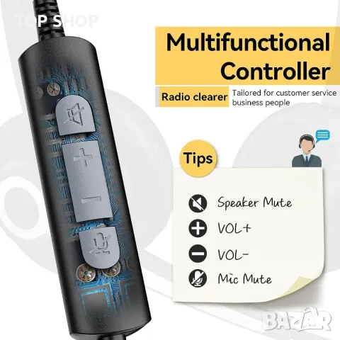 USB слушалки с шумопотискащ микрофон за лаптоп Wantek Call Center, снимка 8 - Слушалки за компютър - 49944952