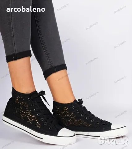 Високи дамски ажурни кецове Lesli, 2цвята , снимка 4 - Кецове - 49287701