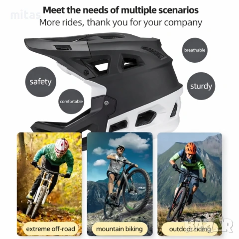 Кросова каска MARTAR, Full Face, ЕN Сертифицирана, Олекотена (690g), Размер: S/M, снимка 11 - Аксесоари за велосипеди - 53110321