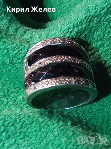 СТАР ШИКОЗЕН СТИЛЕН СРЕБЪРЕН ПРЪСТЕН СРЕБРО 925 с ФАСЕТИРАН ОБСИДИАН и ИСКРЯЩИ ЦИРКОНИ 49309, снимка 18 - Пръстени - 49294846