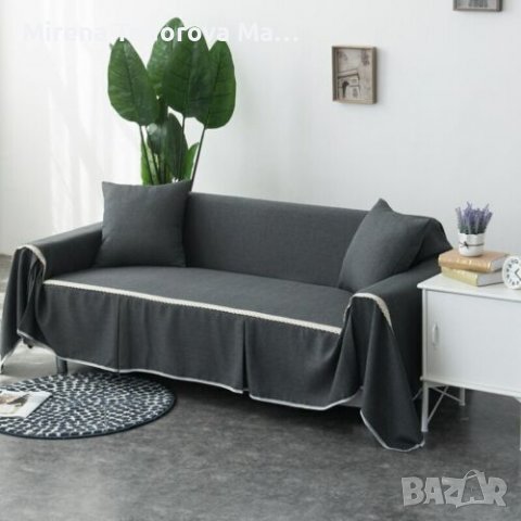 Калъфка за диван протектор ленена 4 места, снимка 2 - Покривки за легло - 38293805