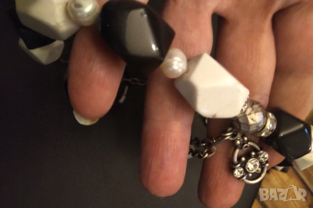 Колие от естествени камъни ахат с перли и цирконий намаление , снимка 4 - Колиета, медальони, синджири - 33933539