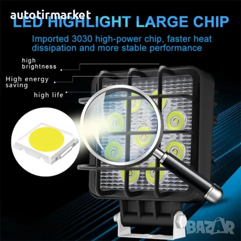LED халоген с решетка 9 диода LED – T69 – Т69, снимка 4 - Аксесоари и консумативи - 56054043