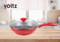 Тиган Voltz, 24см./26см., Дълбок с капак,  Мраморно покритие, Индукция, Червен, снимка 2