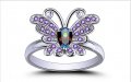  Сребърен пръстен пеперуда, снимка 1 - Пръстени - 31616046