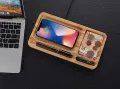 Органайзер за бюро XTronic,станция за зареждане на Apple от бамбук,и Qi-съвместим,10 вата, снимка 2
