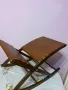 Винтидж кожено сгъваемо столче за крака в перфектно състояние., снимка 3
