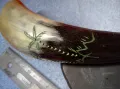 Стар БИВОЛСКИ РОГ РЪЧНО ГРАВИРАН с ПАЛМИ За КОЛЕКЦИЯ ДЕКОРАЦИЯ ДОМАШНА УКРАСА 47836, снимка 5