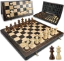 Дървен шахматен комплект магнитен – сгъваема шахматна дъска 39 см, 34 фигури, снимка 1