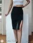 Елегантна черна пола от еко кожа GUESS с висока талия и цепка , снимка 1