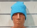 Нова мъжка зимна шапка рипс с подгъв в цвят син меланж, снимка 12