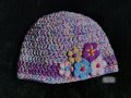 Ръчно плетена шапка за момиче, светлолилав меланж, снимка 1 - Шапки, шалове и ръкавици - 31872140