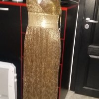 Нова бутикова официална златиста дълга рокля, снимка 2 - Рокли - 35373986