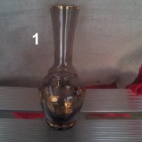 Две вазички кафяво стъкло високи различни, снимка 2 - Вази - 30053527