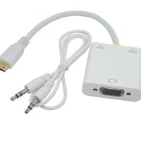 Кабел с конвертор, преобразувател, вход MINI HDMI(м), изход VGA(ж), 0,3m, снимка 1 - USB кабели - 42348927