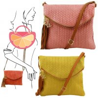 ПРОМО 🍊 TUSCANY LEATHER 🍊 Оригинална плетена дамска чанта от естествена кожа с висулки, снимка 1 - Чанти - 15159002