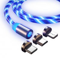 Нов модел-Светещ LED кабел за зареждане за телефон-IPHONE-Samsung и др., снимка 7 - USB кабели - 33865034