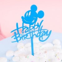 Мики Маус Happy Birthday 5 цвята теърд акрил топер украса за торта пита декорация, снимка 2 - Други - 29134474
