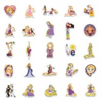 Рапунцел Rapunzel 50 бр самозалепващи лепенки стикери за украса декор картонена торта и др парти, снимка 6 - Други - 36887844