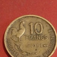 Две монети 10 франка 1951г. / 20 франка 1951г. Франция редки за КОЛЕКЦИОНЕРИ 34832, снимка 2 - Нумизматика и бонистика - 44322758