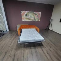 Оранжев диван от плат двойка с функция сън, снимка 4 - Дивани и мека мебел - 42541007