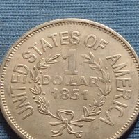 Монета 1 долар 1851г. САЩ РЕПЛИКА на Американския сребърен долар за КОЛЕКЦИЯ 30000, снимка 3 - Нумизматика и бонистика - 42699281