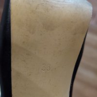 Елегантни черни кожени обувки с висок ток  Tendenz, снимка 4 - Дамски обувки на ток - 40196946