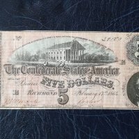 5 Долара 1864 Конфедеративни Щати Америка Сащ Ричмънд, снимка 3 - Нумизматика и бонистика - 29427314
