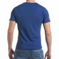 Синя унисекс тениска с остро деколте joe, възможна промяна в цената., снимка 2 - Тениски - 37405946