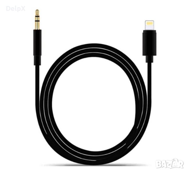 Аудио кабел за музика DE-42ia, iPhone, Apple lightning(м)/3,5mm JACK(м), черен, 1m, снимка 1