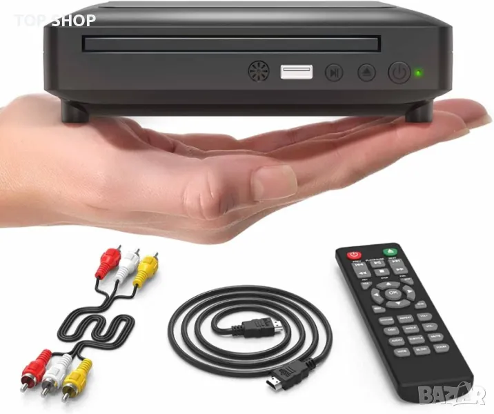 Ceihoit DVD плейър HDMI за телевизор, мини 1080P HD DVD CD/диск плейър с HDMI/AV изход, вклю. кабели, снимка 1