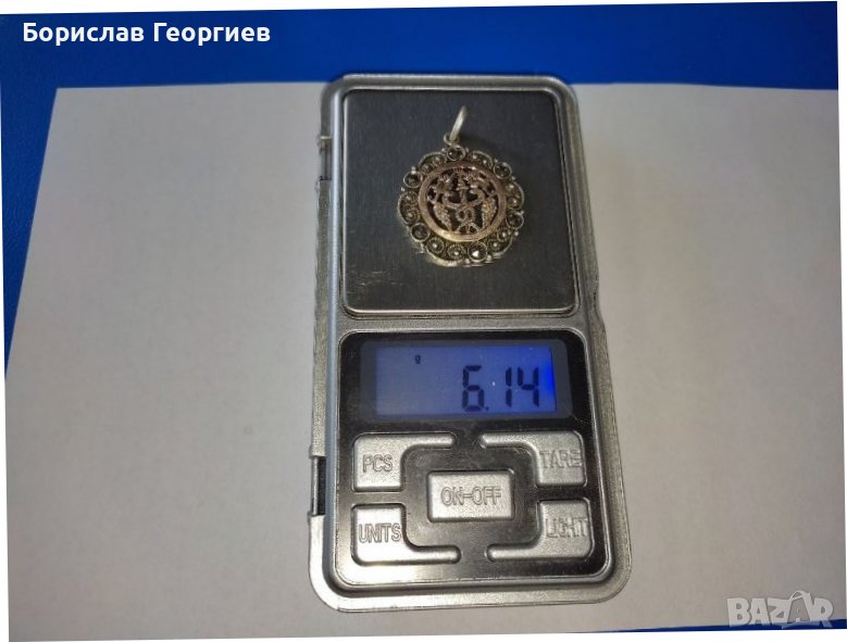 Стара сребърна висулка със злато, снимка 1