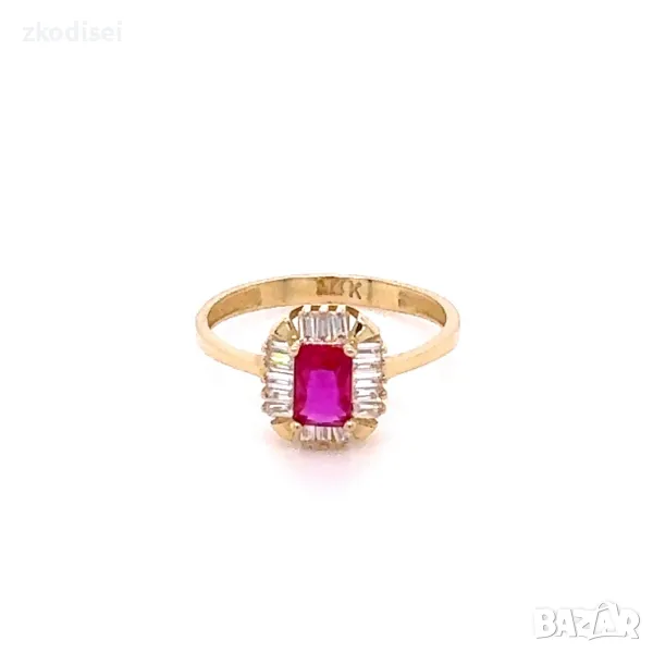 Златен дамски пръстен 1,81гр. 14кр.проба:585 размер:55 модел:28148-1, снимка 1