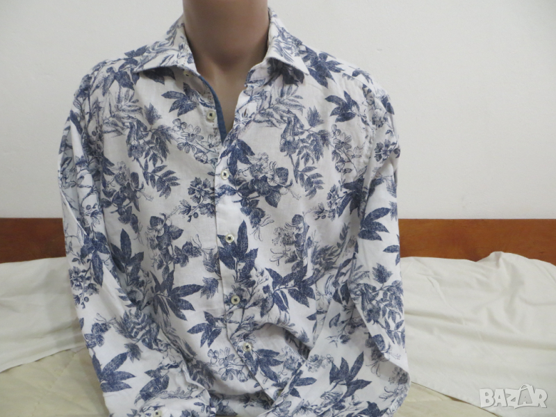 Мъжка риза с дълъг ръкав от лен JTA, снимка 1