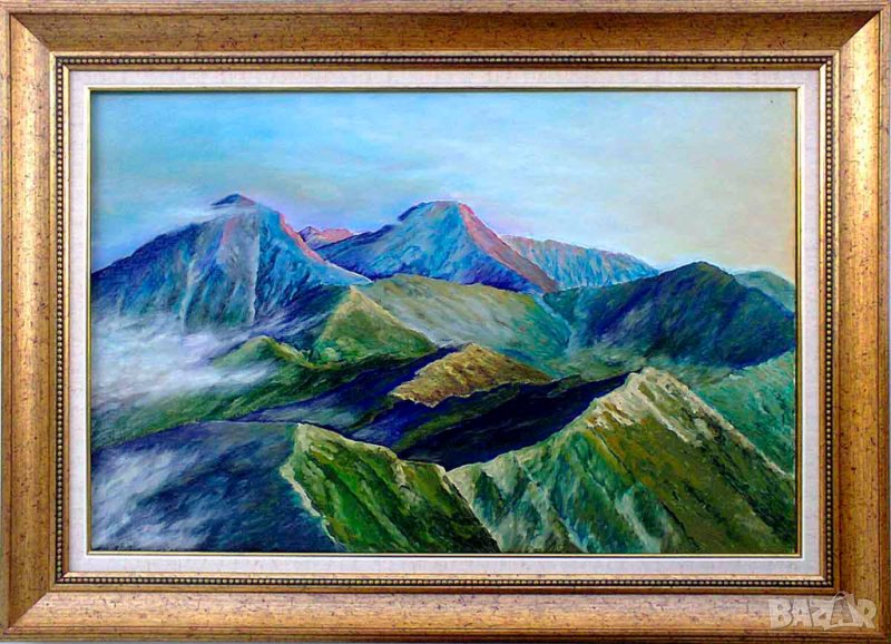 Магията на Пирин / Вихрен и Кутело /, маслени бои, платно , снимка 1