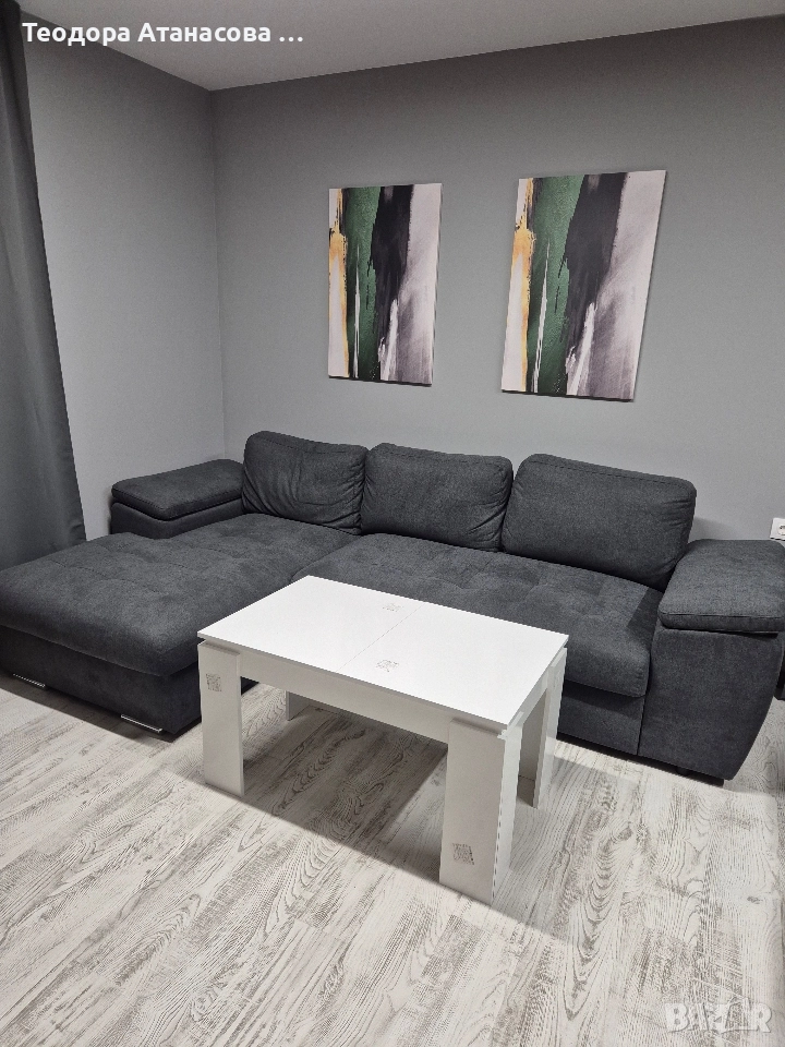 Разтегателна холна маса, бял гланц. , снимка 1