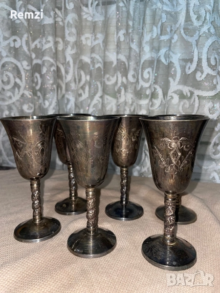 Комплект от 6 посребрени високи чаши , снимка 1