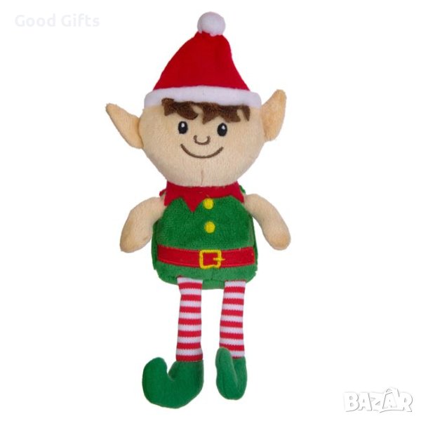 Коледна играчка Плюшен елф с Червена шапка, 15см, снимка 1