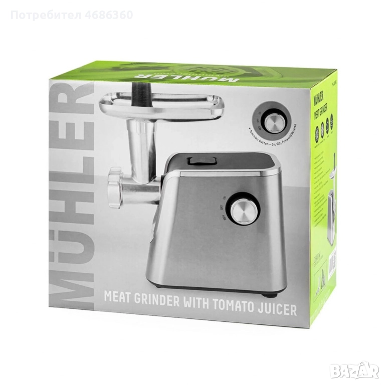Месомелачка с приставки за домати и колбаси Muhler, 1800W, снимка 1
