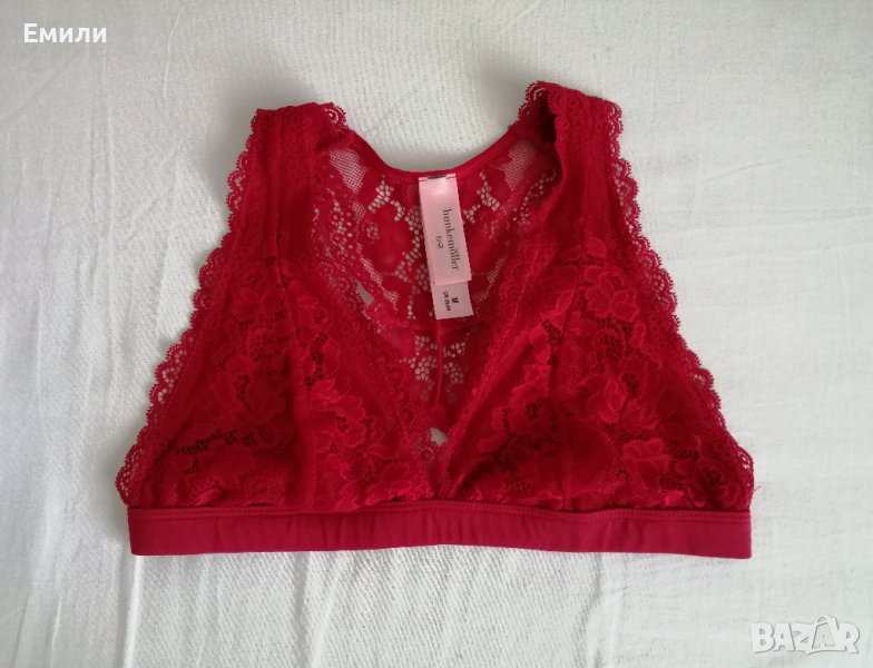 Hunkemöller дамско дантелено бюстие/сутиен в червен цвят р-р XS-S, снимка 1