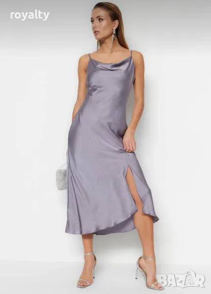 Сатенена стилна дамска рокля , снимка 1