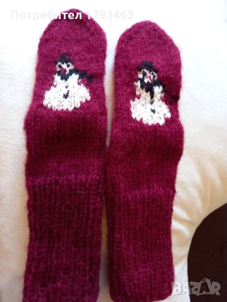 Ръчно плетени коледни детски чорапи, ходило 21 см., снимка 1