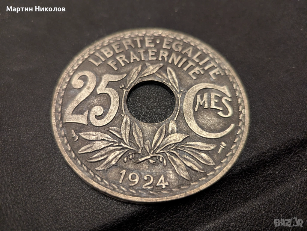 Модел / плакет или дизайн за монета 25 centimes 1924 Франция, снимка 1