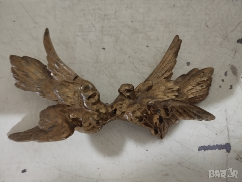 стара апликация-врабчета,гълъбки, снимка 1