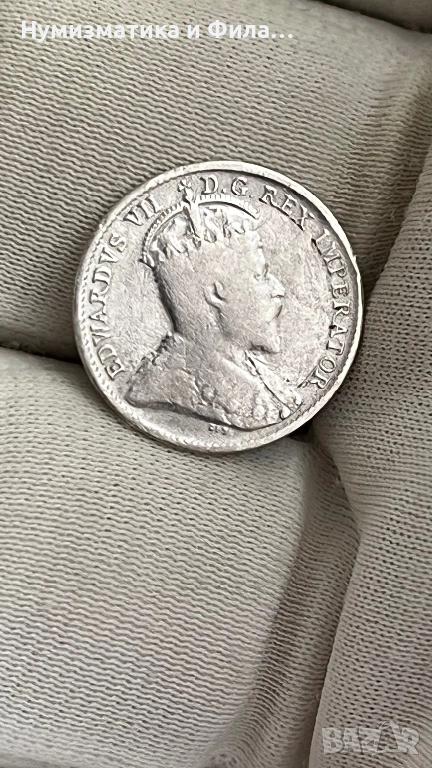 Сребърна монета 5 цента  1904, снимка 1