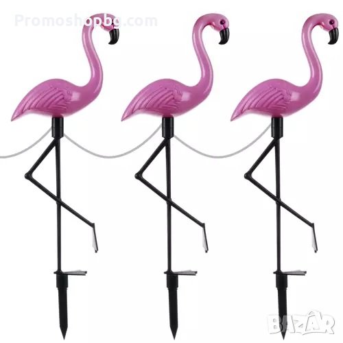 Промоция! Соларна градинска лампа фламинго - Комплект от 3 бр фламинга, снимка 1