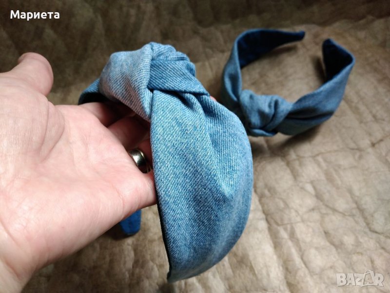 Диадема Деним Дънкова Диадема Диадеми Ръчна Изработка Диадема с възел , снимка 1
