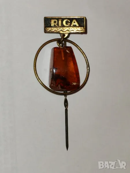 Стара брожка RIGA с кехлибар, СССР. , снимка 1